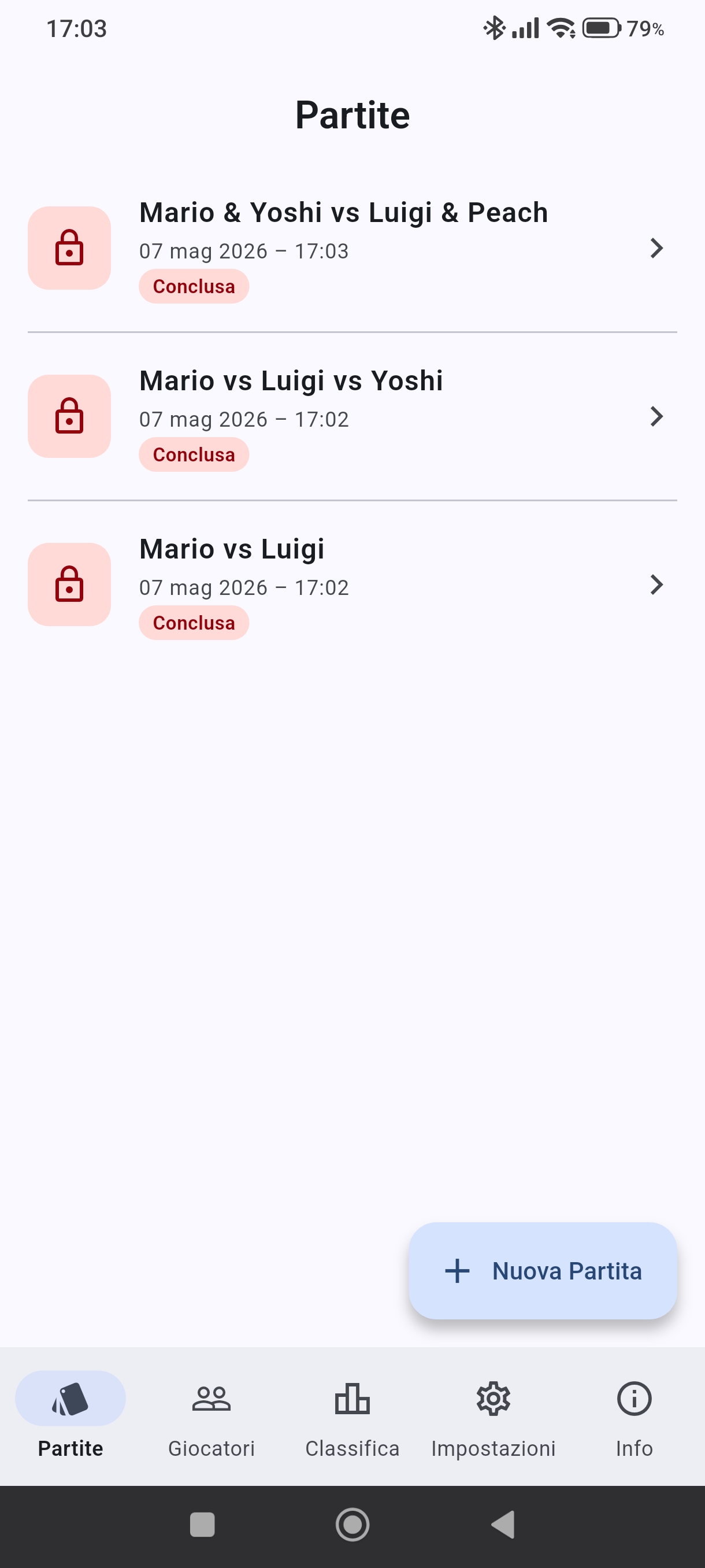 Screenshot partite